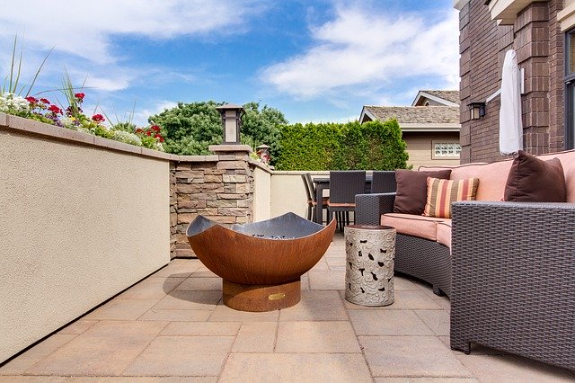 Poured concrete is the patio